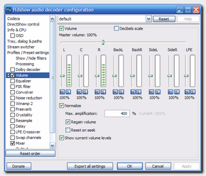 ffdshow's volume mixer